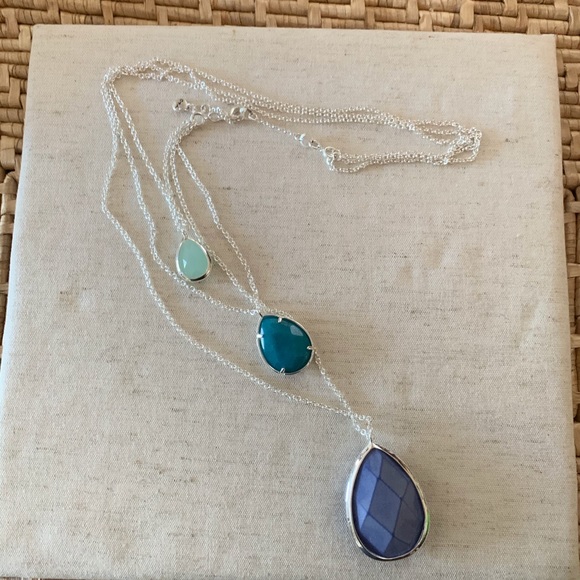 Chloe/Isabel Minaret Necklace Green Blue Teardrops - Picture 1 of 2